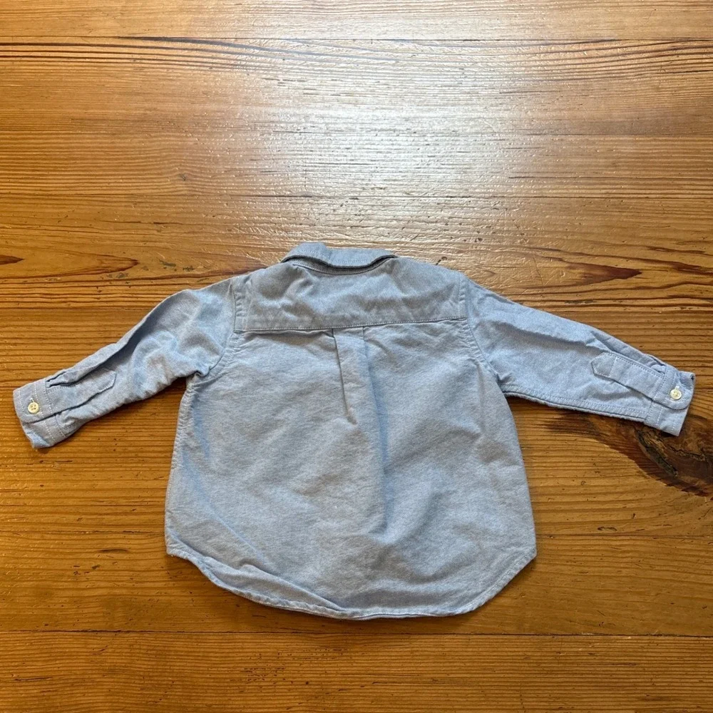 Ralph Lauren Button Down Shirt Kids Blue Long Sleeve Oxford SIZE 9M‎